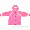 PU Raincoat/Rainwear, Attached Hood with Reflective Tape, Comes in Pink